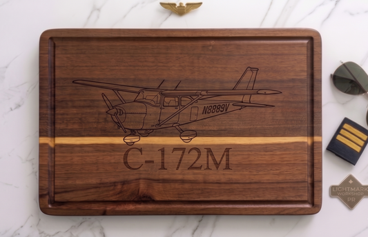 Custom Aircraft Tail Number Cutting Board Pilot Gift | Personalized Aviator’s Cutting Board