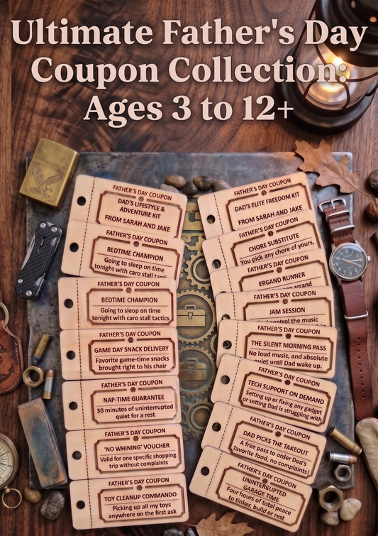 Personalized Wooden Father’s Day Coupon Tokens - Custom Gift Pack from Kids & Teens The Present Spot
