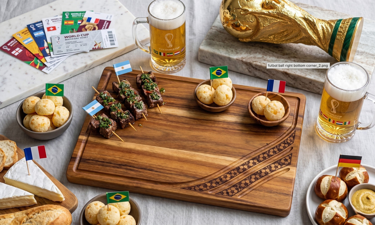 Engraved Acacia Wood Serving Board – Soccer Football Fan Charcuterie Platter