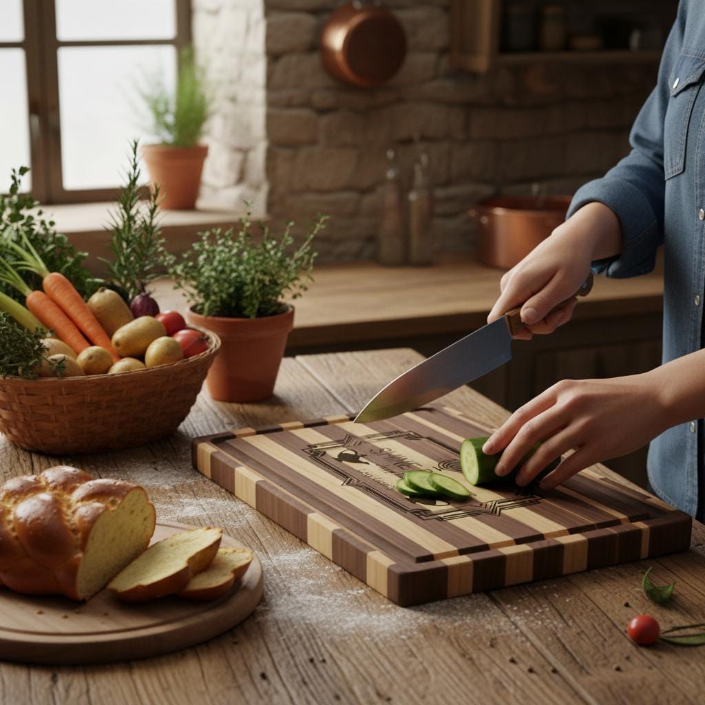 Personalized Hanukkah Cutting Board – Engraved Acacia or Bamboo, Menorah Design