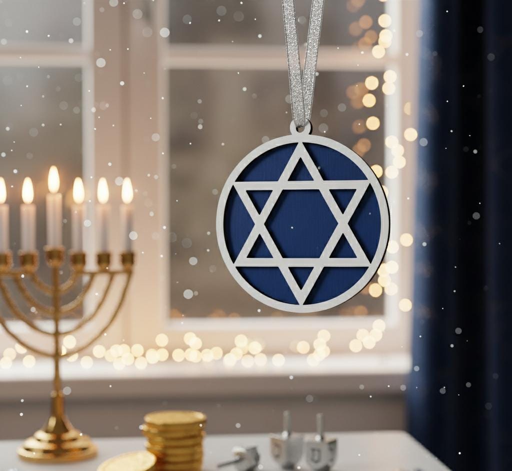 Hanukkah Ornament Star of David, Blue & White - Jewish Holiday Decoration