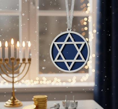 Hanukkah Ornament Star of David, Blue & White - Jewish Holiday Decoration