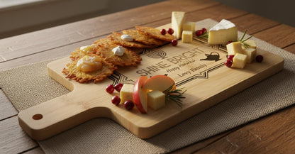 Personalized Hanukkah Cutting Board – Engraved Acacia or Bamboo, Menorah Design