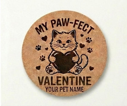 Personalized Pet Coasters sets of 4 – Engraved Dog/Cat Name Gift Cork Round Set of 4