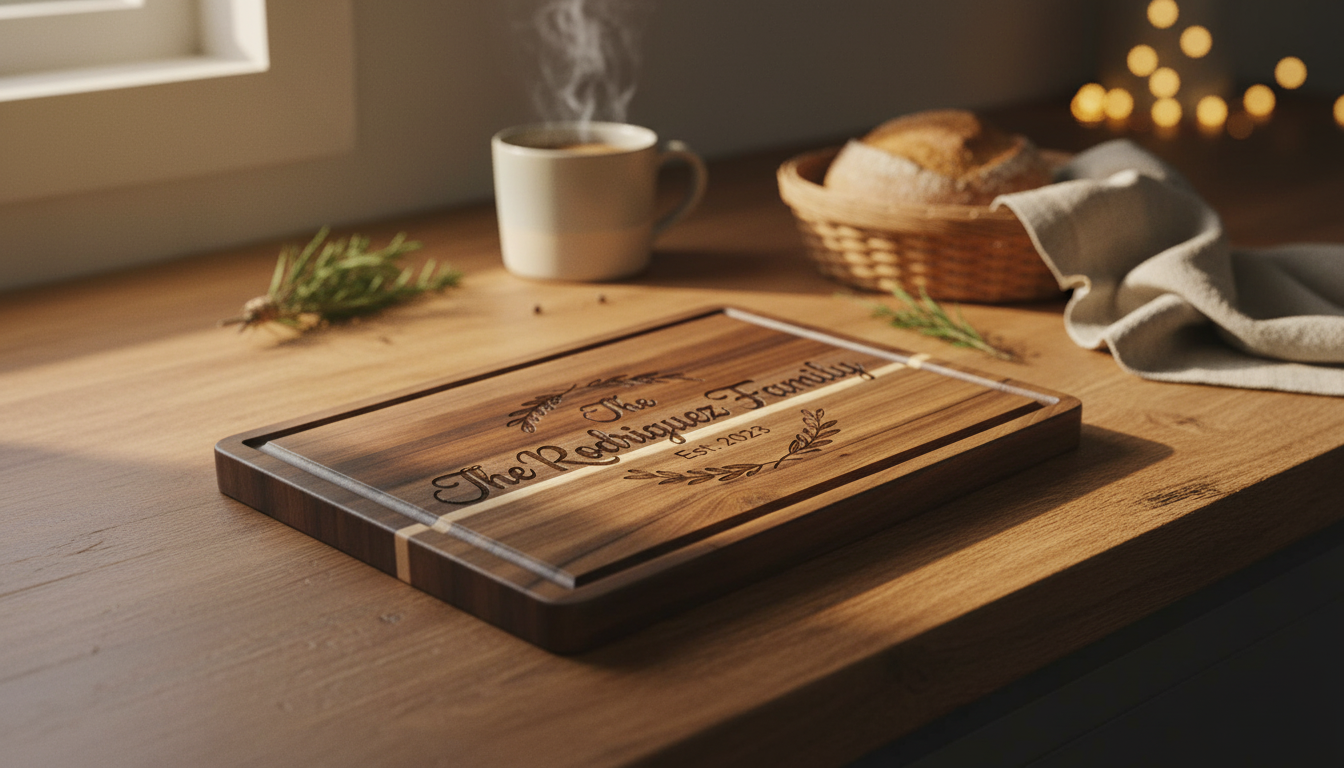Engraved personalized cutting board, Custom Wedding Gift, Housewarming Present, Cozy Kitchen Decor