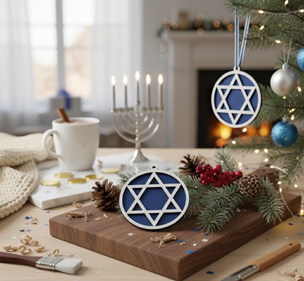 Hanukkah Ornament Star of David, Blue & White - Jewish Holiday Decoration