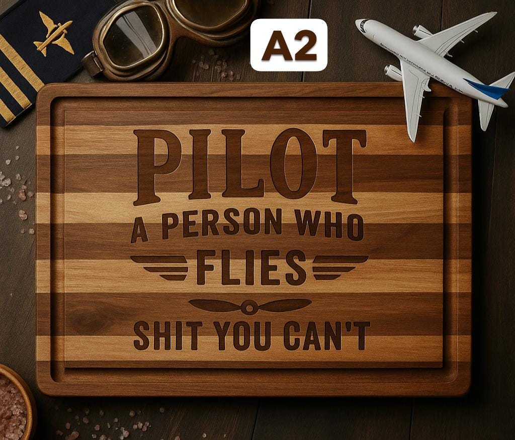 Personalized Pilot Definition Serving Board - Engraved Pilot Gift, Acacia or Bamboo Acacia 14 x 10 A2