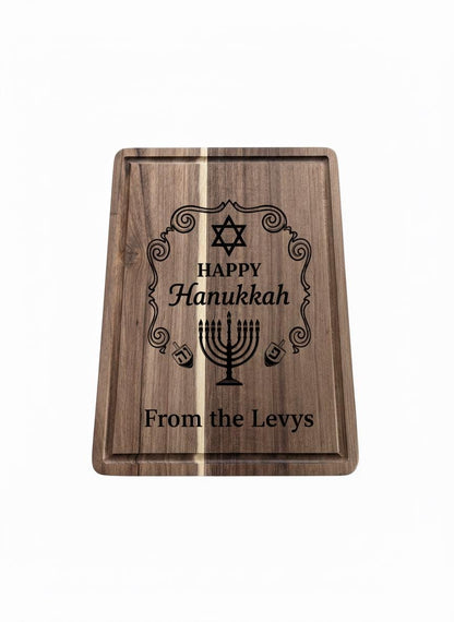 Personalized Hanukkah Serving Board | Engraved Bamboo or Acacia Wood