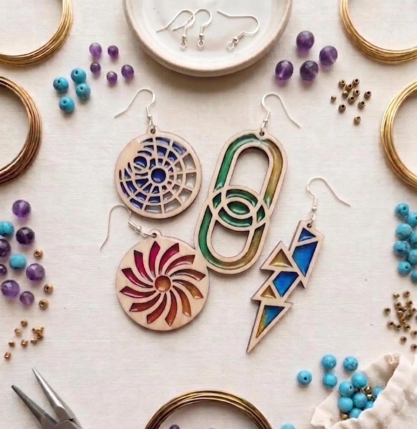 Earring Maker Kit - Includes 20 blanks Earring, Fishhooks, Display Cards & Bags