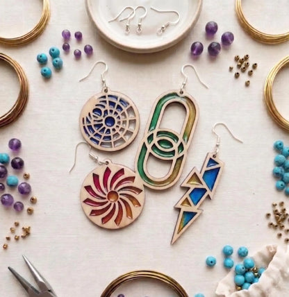 Earring Maker Kit - Includes 20 blanks Earring, Fishhooks, Display Cards & Bags