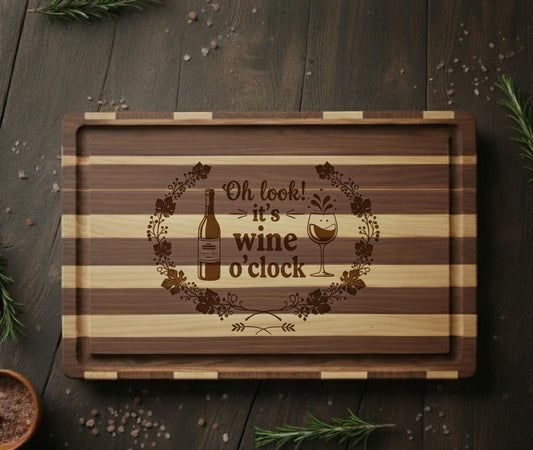 Oh Look Its wine O clock customizable wine lover gift Cutting board gift for Wine Lovers