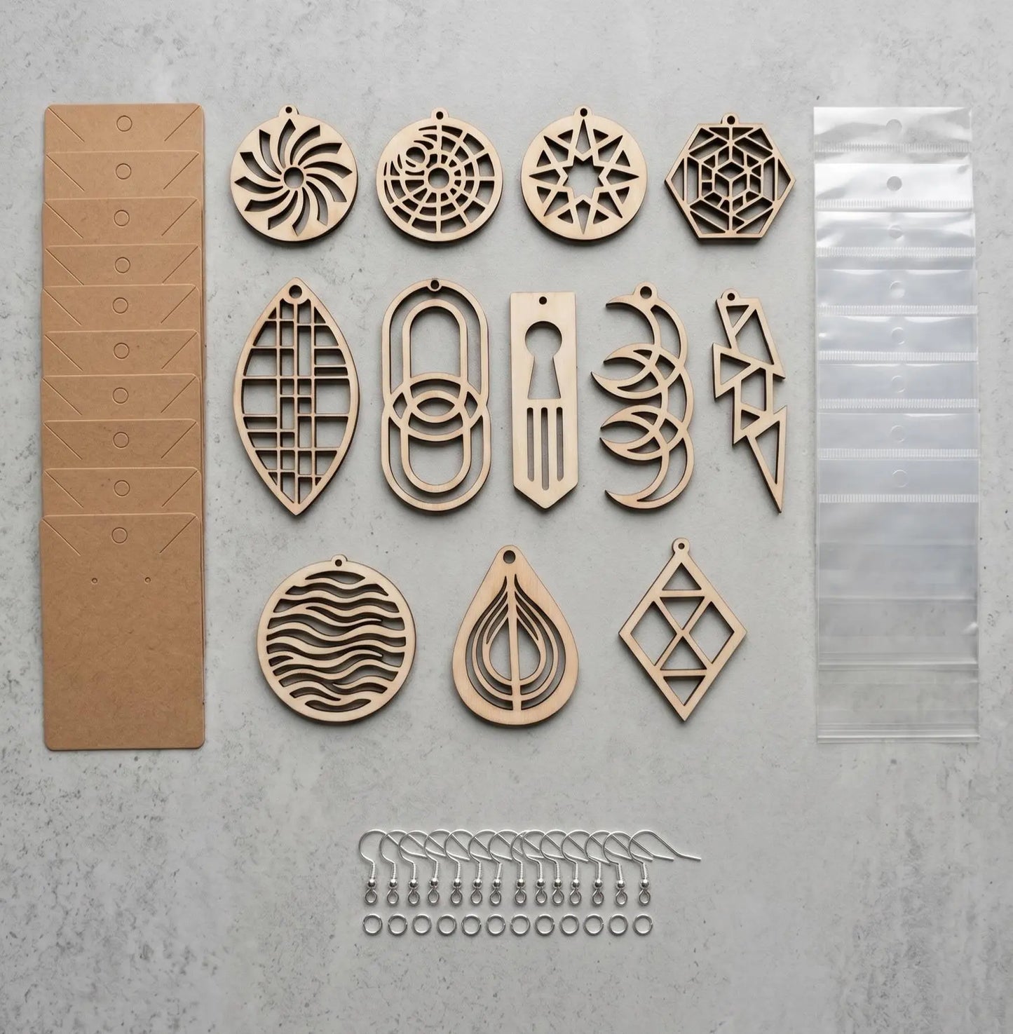 Earring Maker Kit - Includes 20 blanks Earring, Fishhooks, Display Cards & Bags The Mixed option