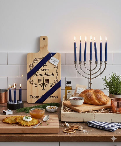Personalized Hanukkah Serving Board | Engraved Bamboo or Acacia Wood