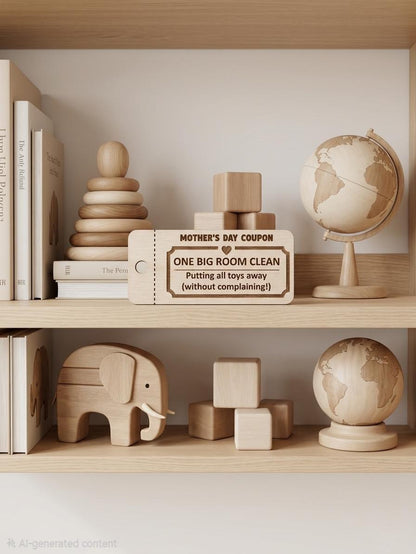 Wooden Coupons for Mom – Kids Help & Chore Vouchers – Birch Plywood Gift