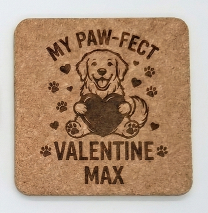 Personalized Pet Coasters sets of 4 – Engraved Dog/Cat Name Gift Cork Square Set of 4