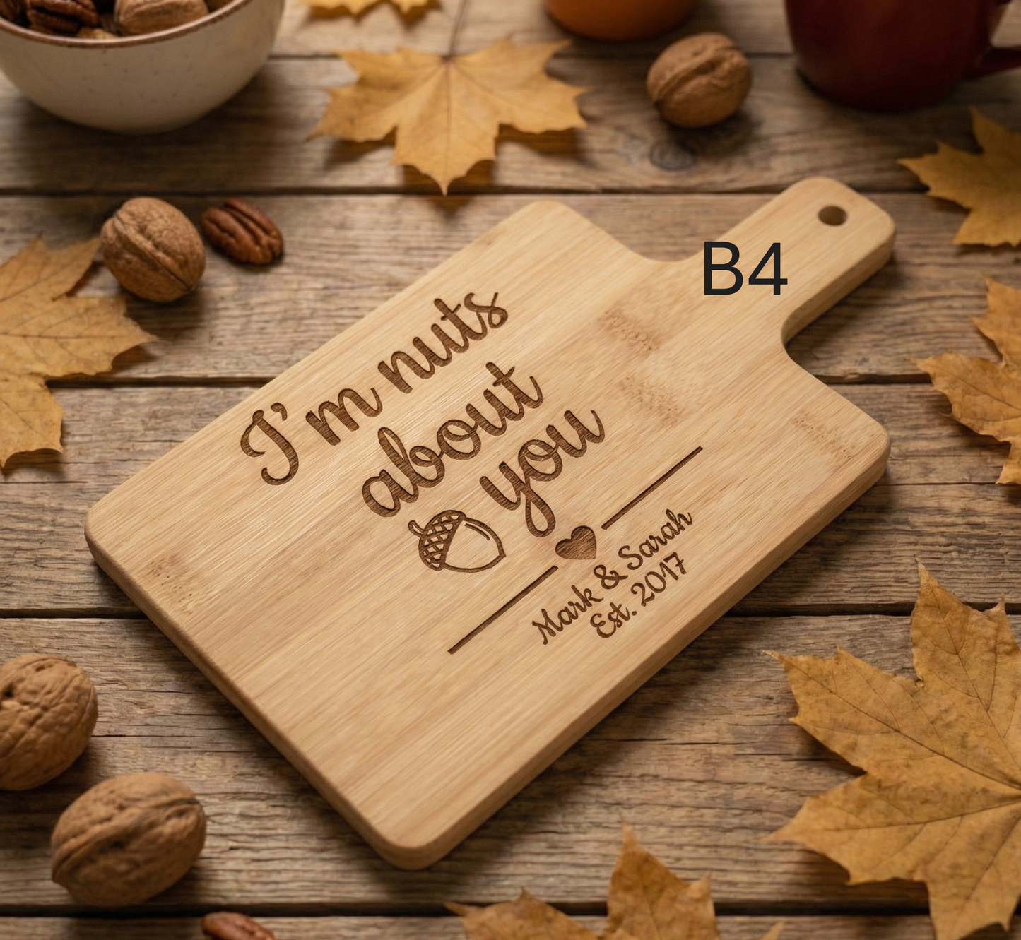 Personalized Couple Cutting Board | Custom Valentine's Day & Anniversary Gift Bamboo 12 x 6 B4