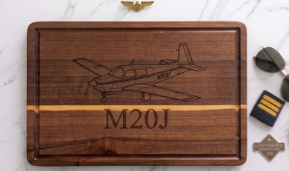Custom Aircraft Tail Number Cutting Board Pilot Gift | Personalized Aviator’s Cutting Board