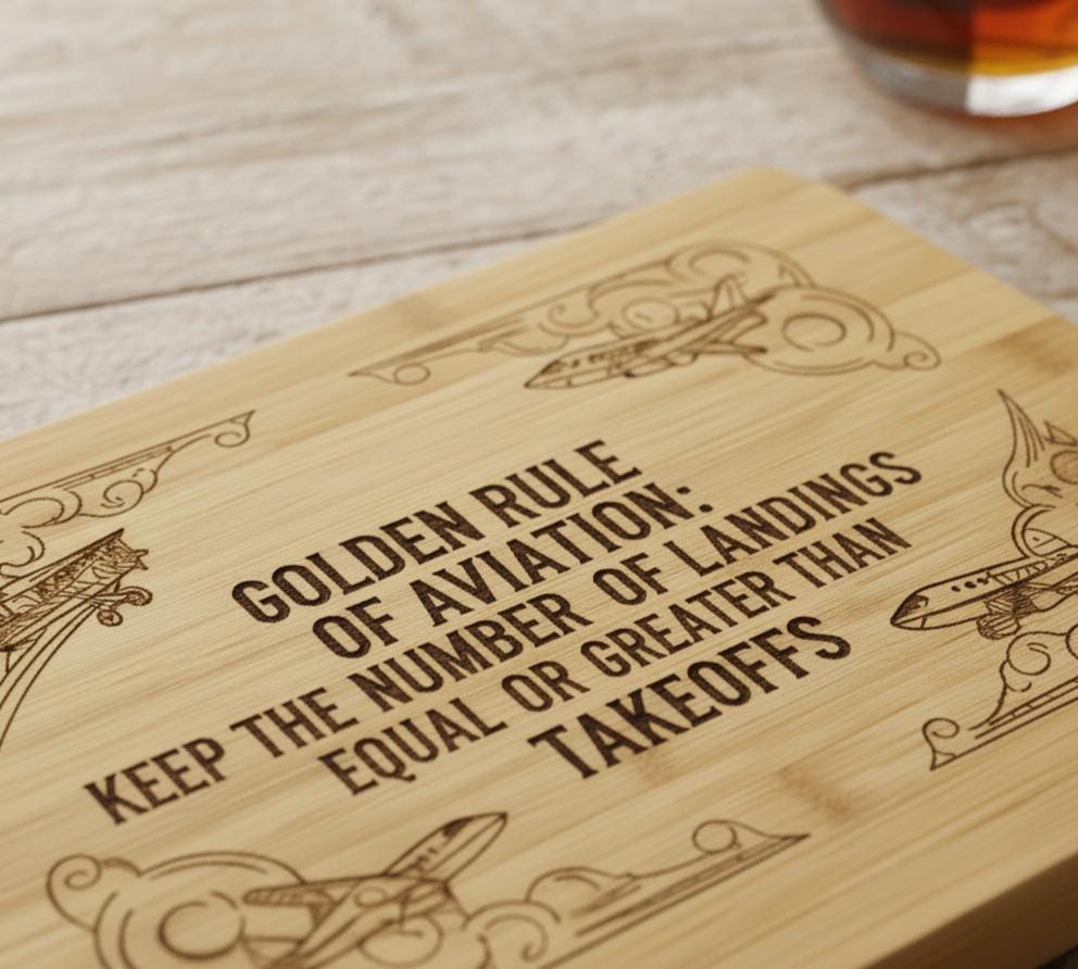 Engraved Aviation Charcuterie Board – Aviation Quote – Striped Acacia – Funny Pilot Gift – Kitchen Decor