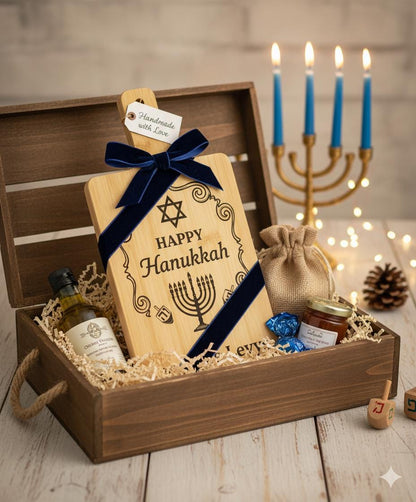 Personalized Hanukkah Serving Board | Engraved Bamboo or Acacia Wood