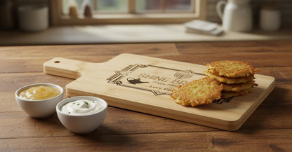 Personalized Hanukkah Cutting Board – Engraved Acacia or Bamboo, Menorah Design