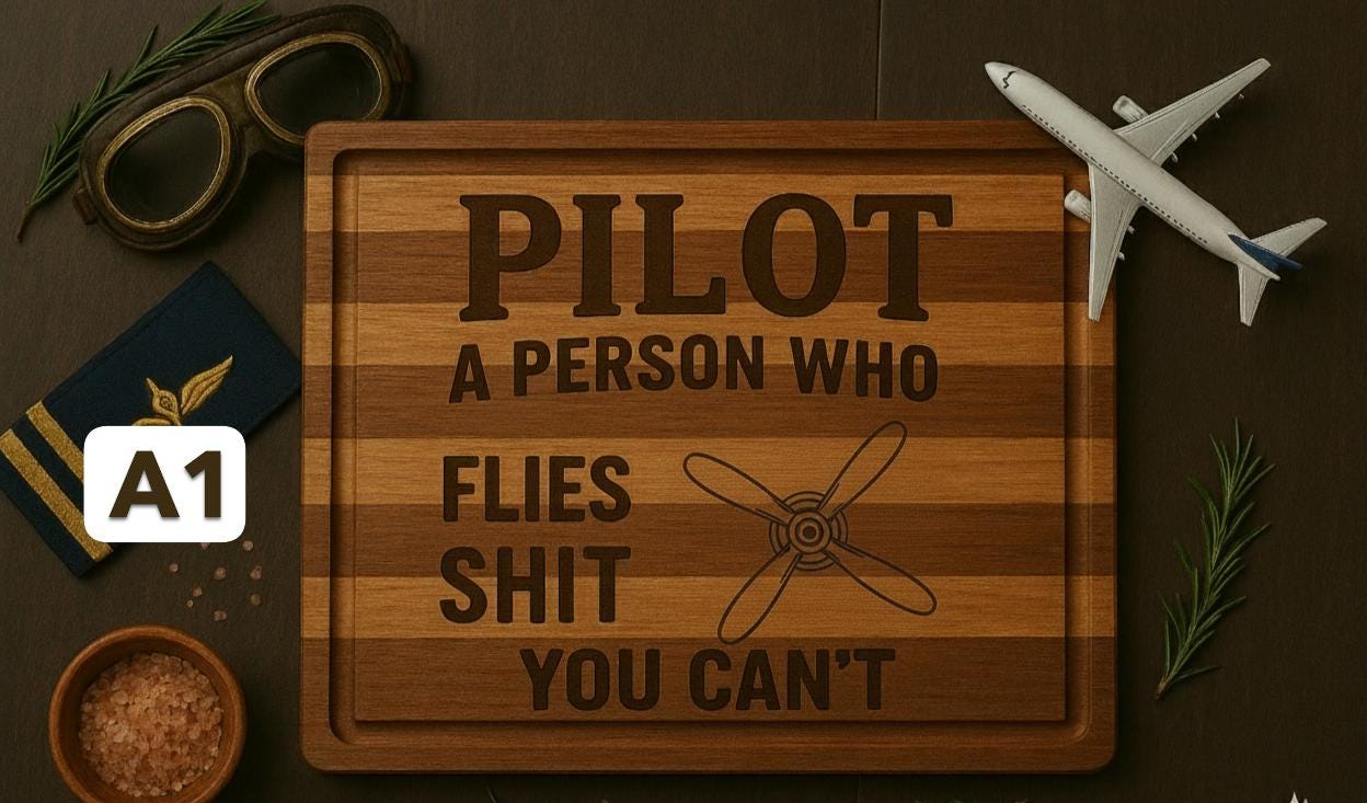Personalized Pilot Definition Serving Board - Engraved Pilot Gift, Acacia or Bamboo Acacia 14 x 10 A1