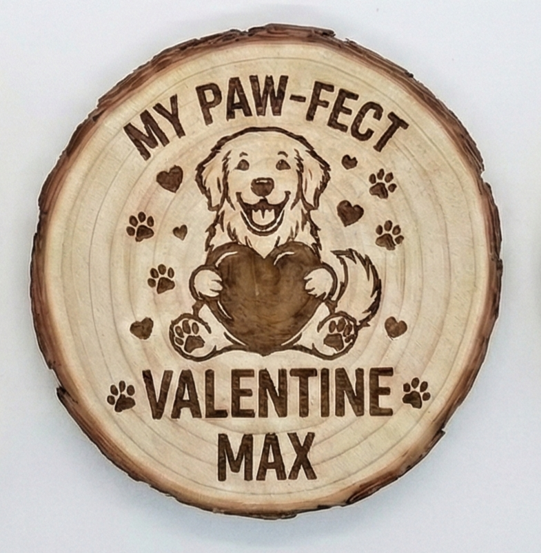 Personalized Pet Coasters sets of 4 – Engraved Dog/Cat Name Gift Bark Edge Wood Set of 4 Dog