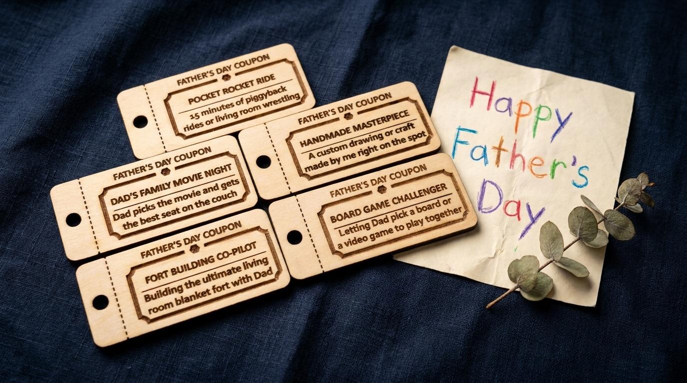 Personalized Wooden Father’s Day Coupon Tokens - Custom Gift Pack from Kids & Teens The Present Spot