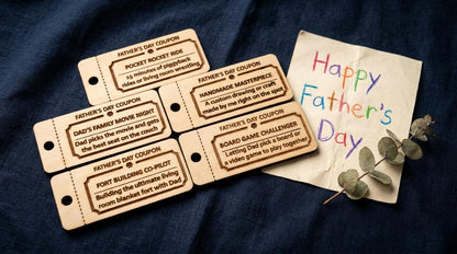 Personalized Wooden Father’s Day Coupon Tokens - Custom Gift Pack from Kids & Teens The Present Spot