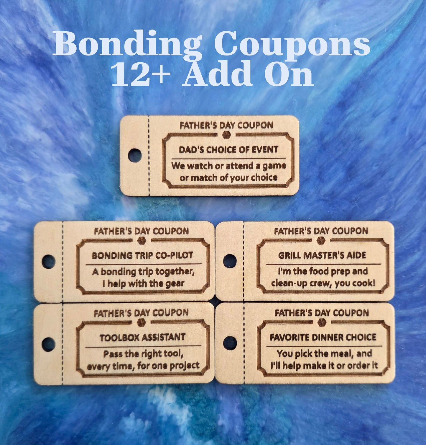 Personalized Wooden Father’s Day Coupon Tokens - Custom Gift Pack from Kids & Teens The Present Spot