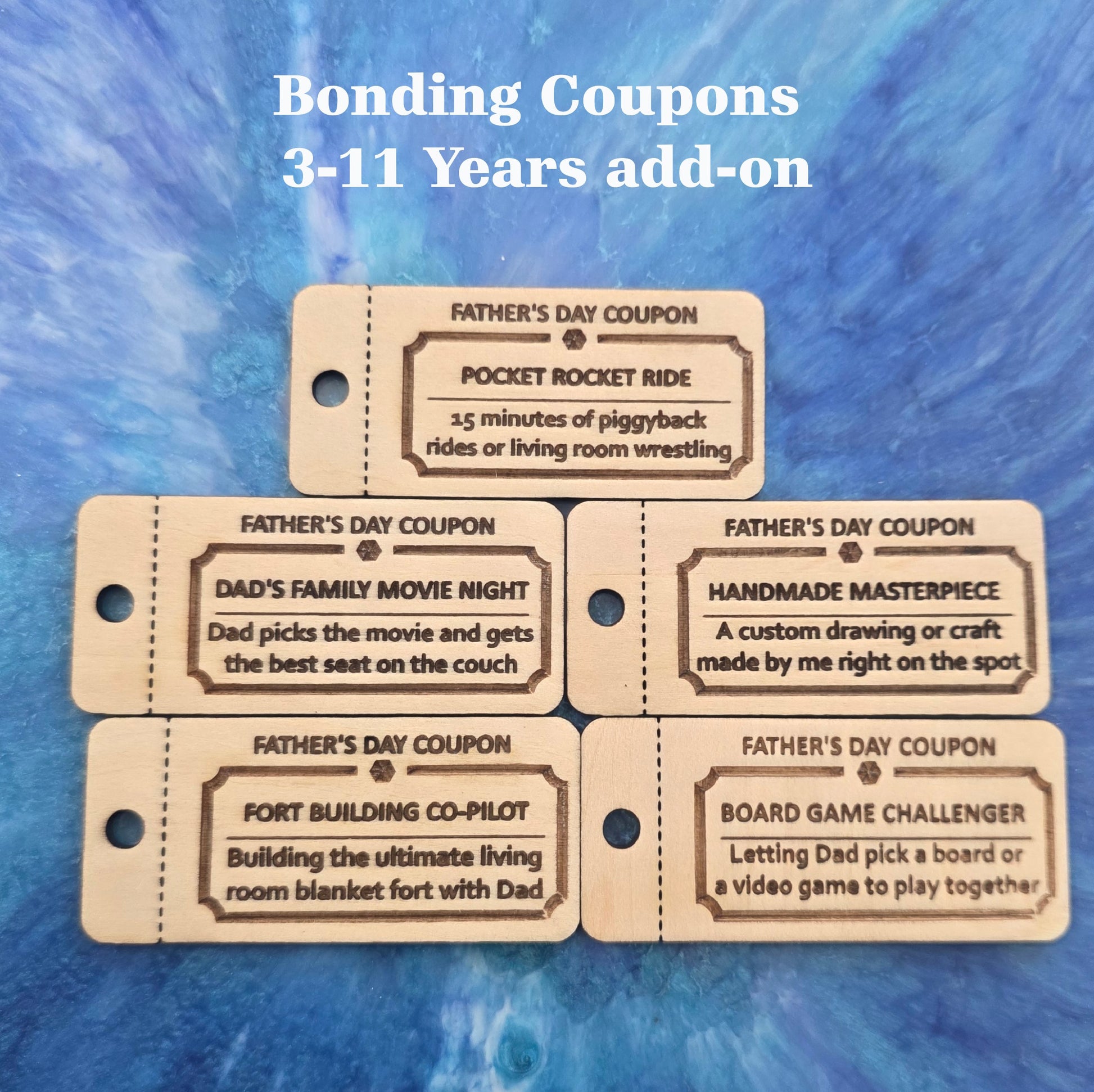 Personalized Wooden Father’s Day Coupon Tokens - Custom Gift Pack from Kids & Teens The Present Spot