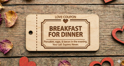 Personalized Wooden Love Coupons | Custom Date Night Vouchers & Tokens