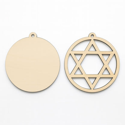 DIY Hanukkah Ornament Craft Set - Set of 4 Laser-Cut Shapes for Kids & Adults 4 x David Star