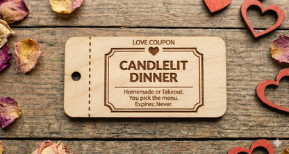 Personalized Wooden Love Coupons | Custom Date Night Vouchers & Tokens