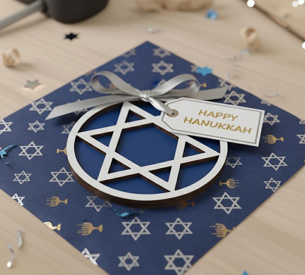 Hanukkah Ornament Star of David, Blue & White - Jewish Holiday Decoration