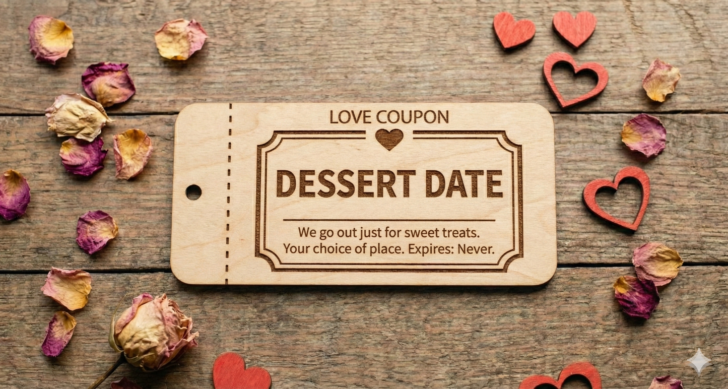 Personalized Wooden Love Coupons | Custom Date Night Vouchers & Tokens