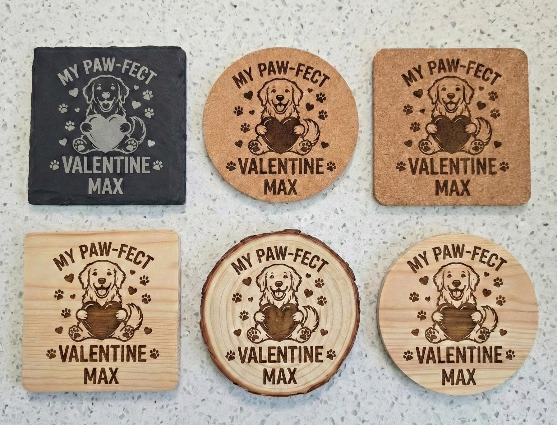 Personalized Pet Coasters sets of 4 – Engraved Dog/Cat Name Gift