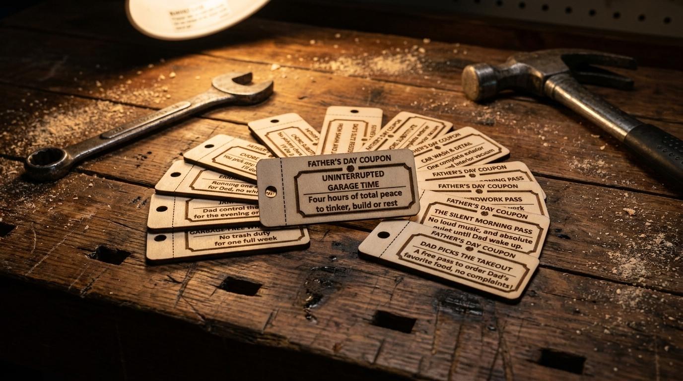Personalized Wooden Father’s Day Coupon Tokens - Custom Gift Pack from Kids & Teens The Present Spot