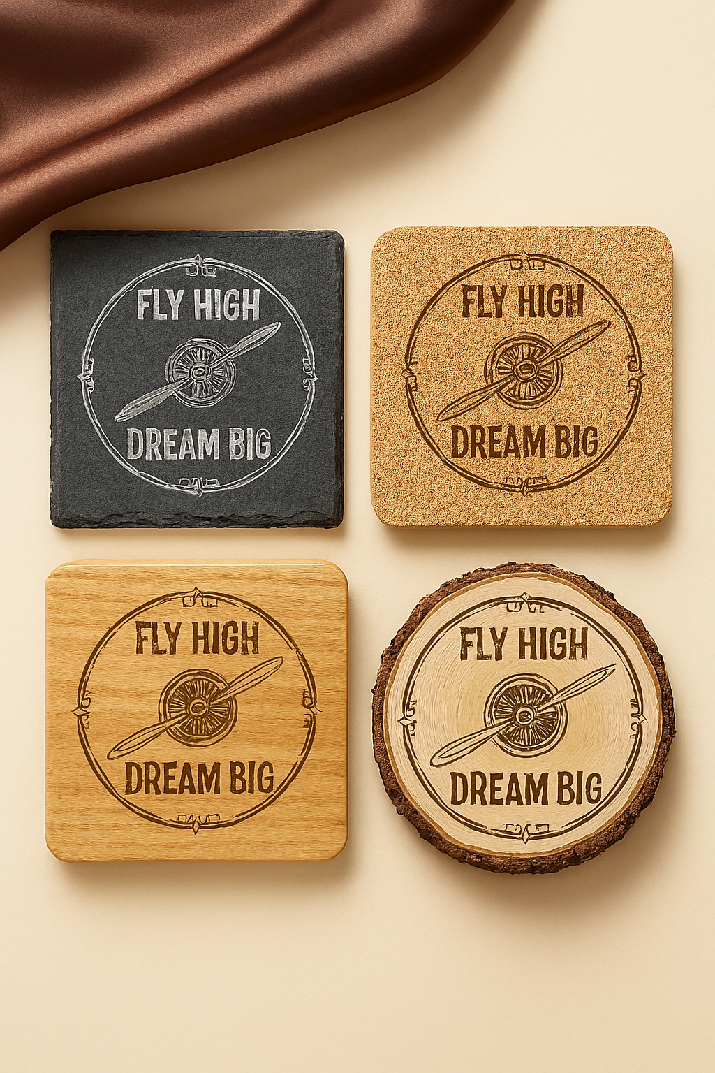 Fly High, Dream Big - pilot gift Coasters Set (Set of 4) - Choose Your Material
