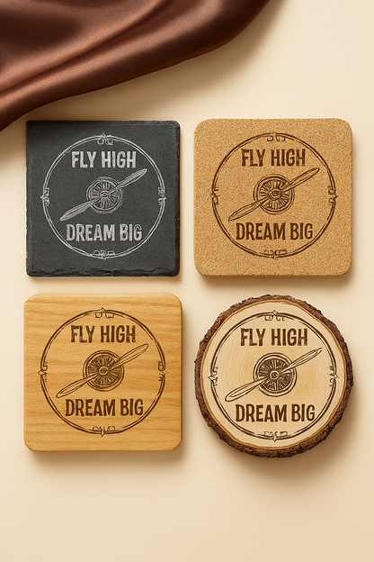 Fly High, Dream Big - pilot gift Coasters Set (Set of 4) - Choose Your Material