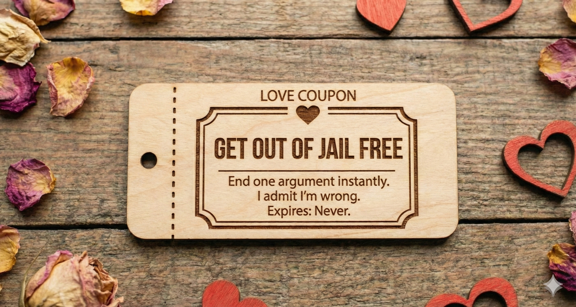 Personalized Wooden Love Coupons | Custom Date Night Vouchers & Tokens