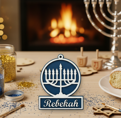 Custom Hanukkah Ornament Craft Kit | Set of 4 Hanukkah Wood Ornament DIY