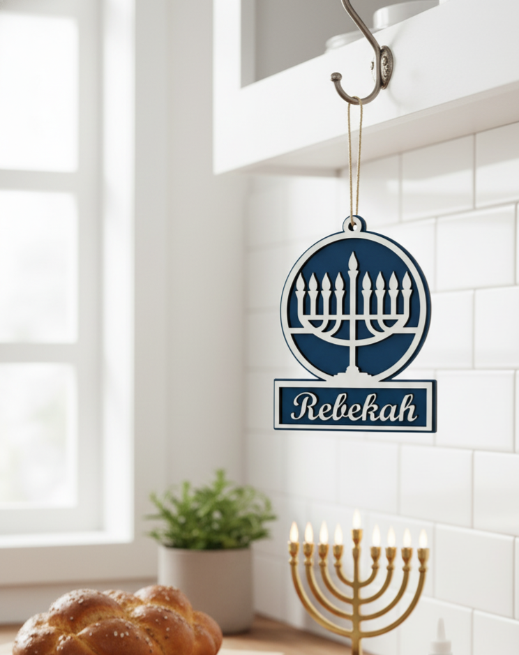 Custom Hanukkah Ornament Craft Kit | Set of 4 Hanukkah Wood Ornament DIY
