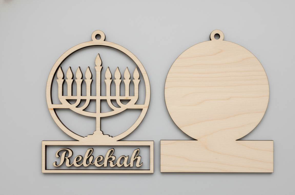 Custom Hanukkah Ornament Craft Kit | Set of 4 Hanukkah Wood Ornament DIY 4 Hanukkiah