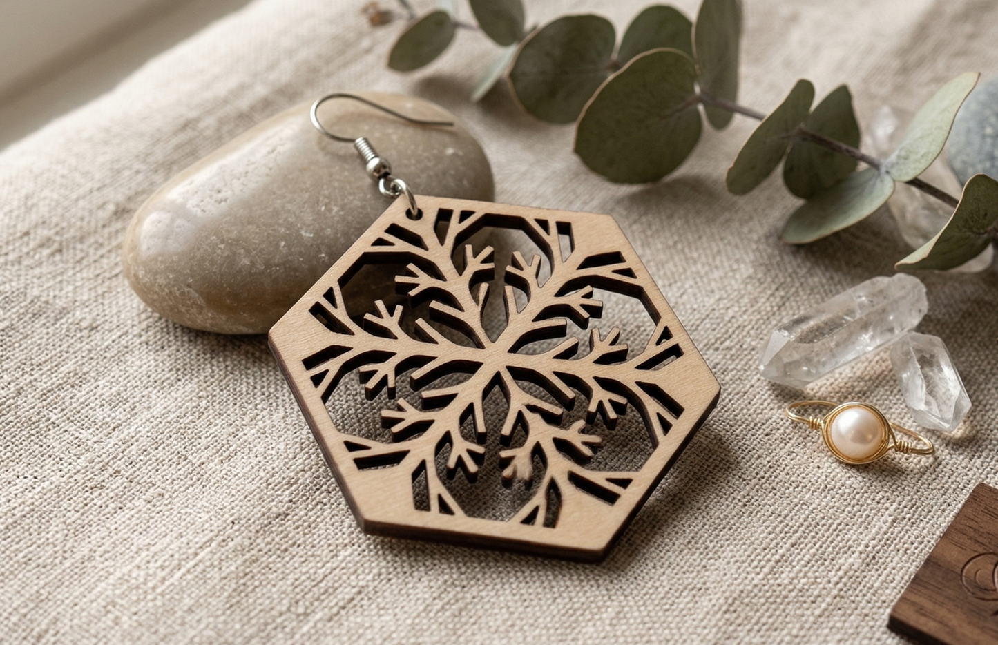 20 pcs Laser Cut Wood Earring Blanks – Nature Series Plywood Jewelry Supplies