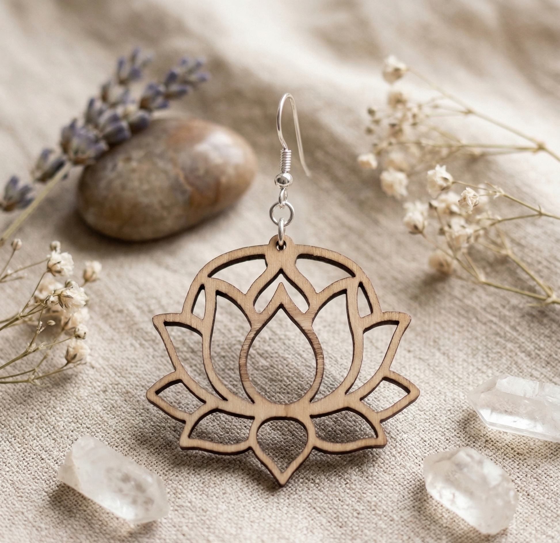 20 pcs Laser Cut Wood Earring Blanks – Nature Series Plywood Jewelry Supplies