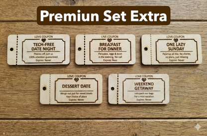 Personalized Wooden Love Coupons | Custom Date Night Vouchers & Tokens Set of 15 Premium