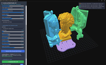 Conformal Silicone Mold Generator Software | STL Jacket Mold Maker | Save 60% Silicone for Resin, Candle, Soap & Concrete Casts