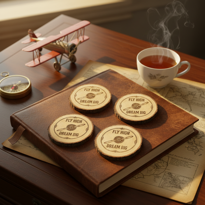 Fly High, Dream Big - pilot gift Coasters Set (Set of 4) - Choose Your Material