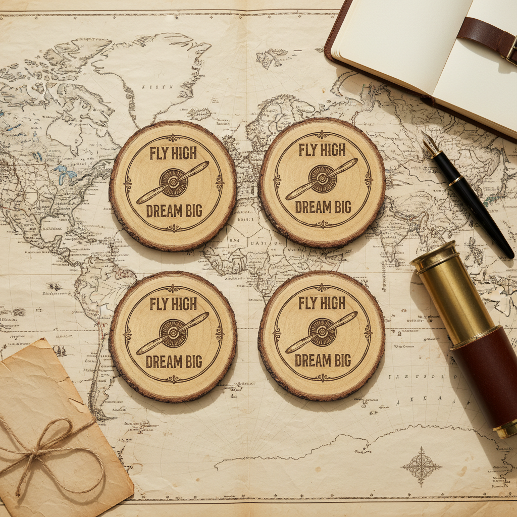 Fly High, Dream Big - pilot gift Coasters Set (Set of 4) - Choose Your Material