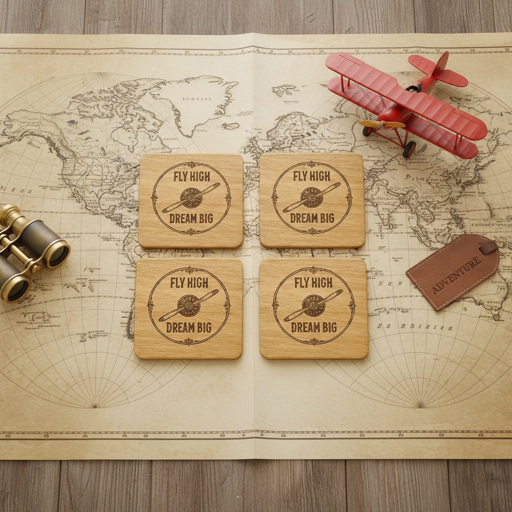 Fly High, Dream Big - pilot gift Coasters Set (Set of 4) - Choose Your Material